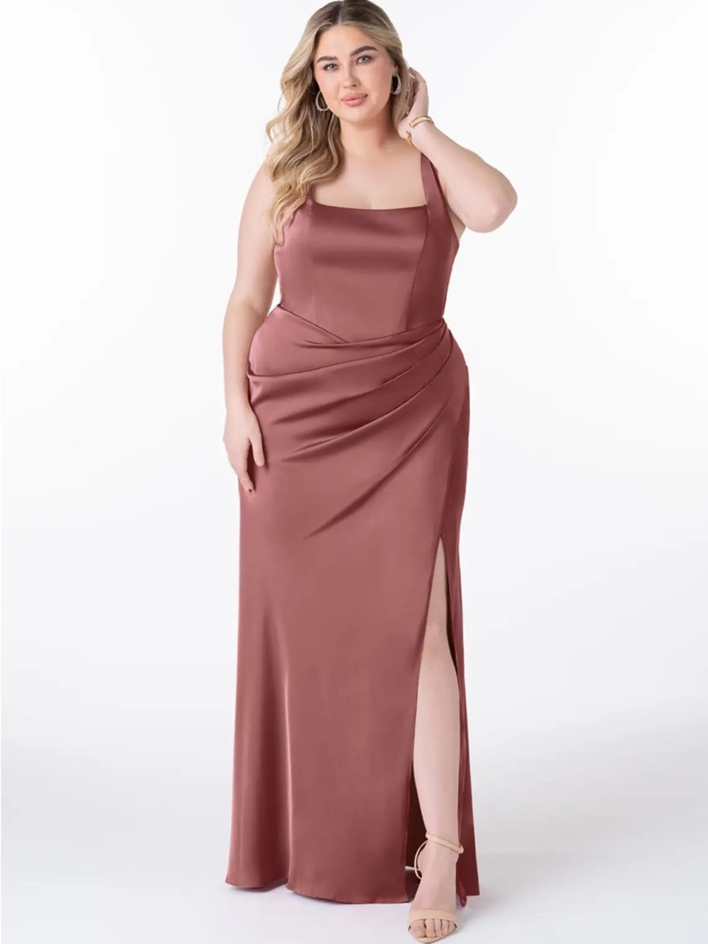 NWT Azazie Mero Satin Stretch Amethyst Bridesmaid Dress - Size A16